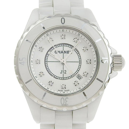 CHANEL J12 Watch 12P Diamond H1628 White Ceramic x Quartz Analog Display Ladies Dial