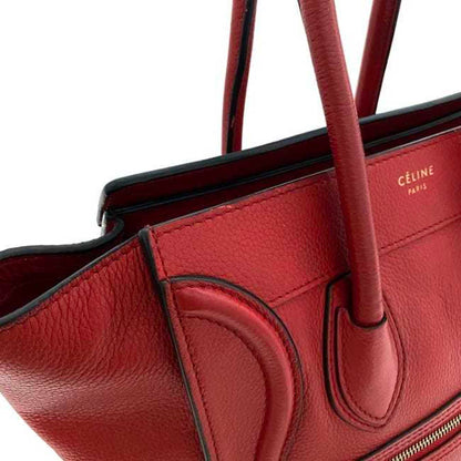 Celine Tote Bag Luggage Micro Shopper Red 167793 Leather  Handbag Ladies