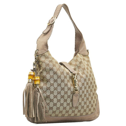 GUCCI New Jackie Bamboo Handbag Shoulder Bag 246907 Beige Leather Ladies