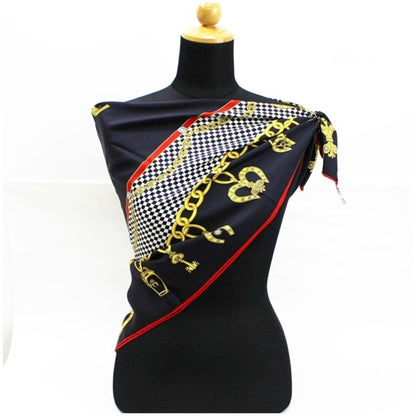Celine scarf muffler navy horseshoe chain pattern ladies