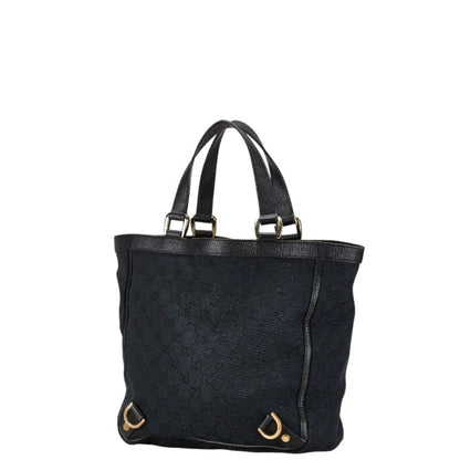 Gucci Black Canvas Leather Handbag Tote Bag