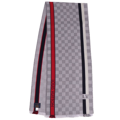 LOUIS VUITTON muffler stole Echarpe Damier LV wool 100% ladies gray