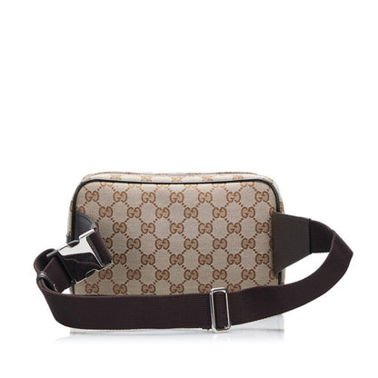 Gucci GG Canvas Waist Bag Body 449174 Beige Brown Leather Unisex GUCCI