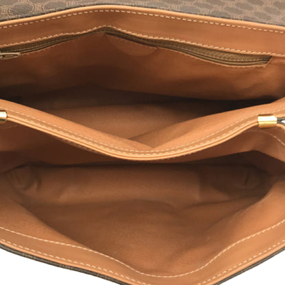 Celine Handbag Macadam Leather PVC Brown Gold Hardware Women's