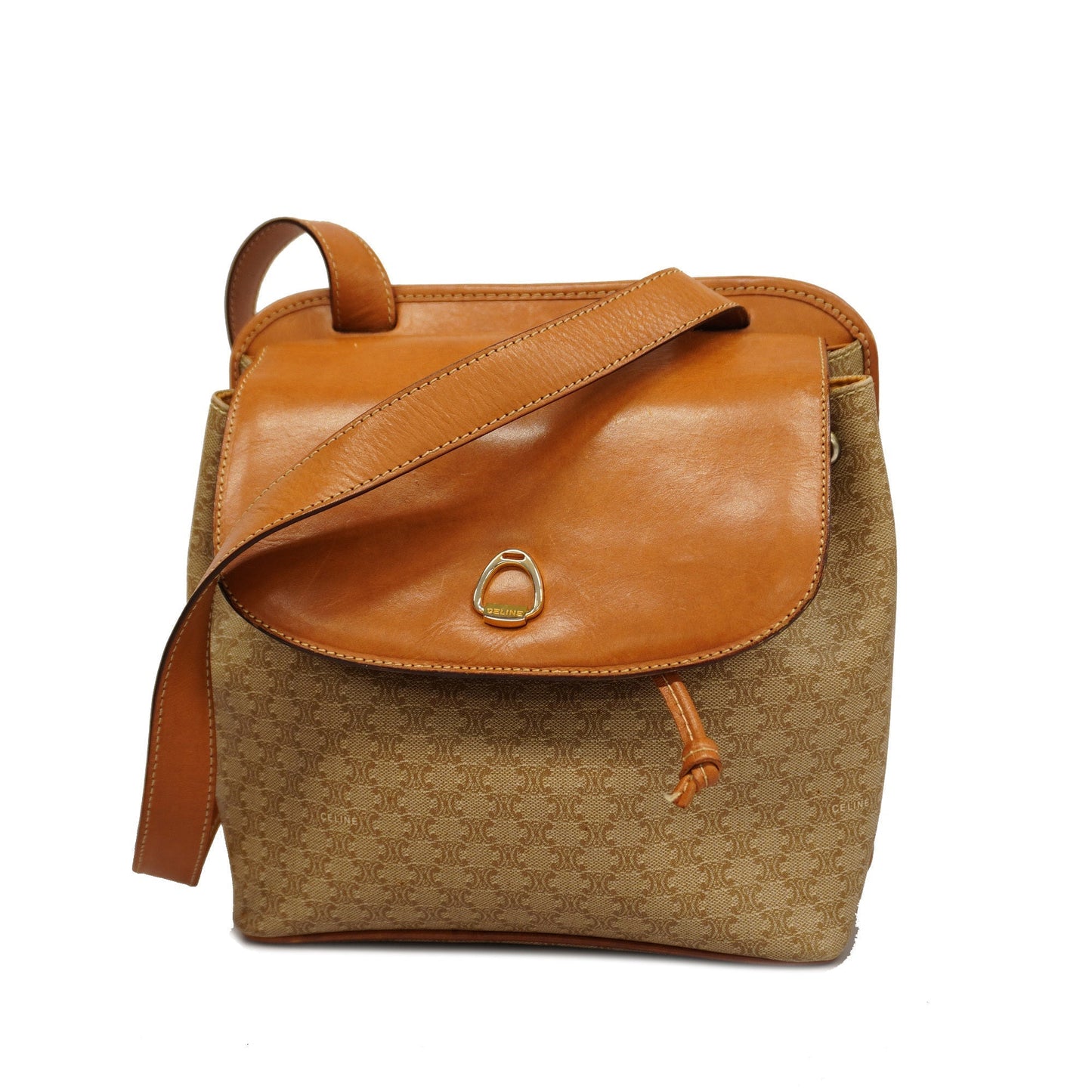 Celine  Macadam Shoulder Bag Women's PVC,Leather Shoulder Bag Beige,Brown