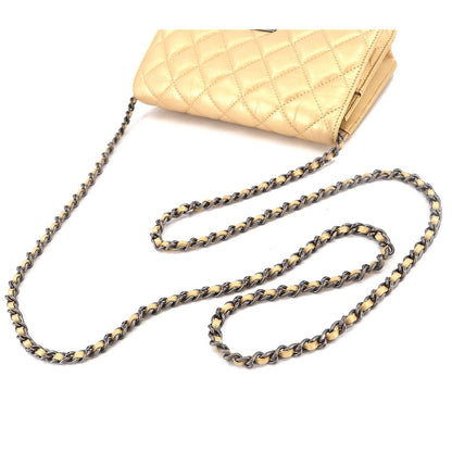 CHANEL 2.55 Chain Wallet Long Leather Gold Vintage Silver Hardware