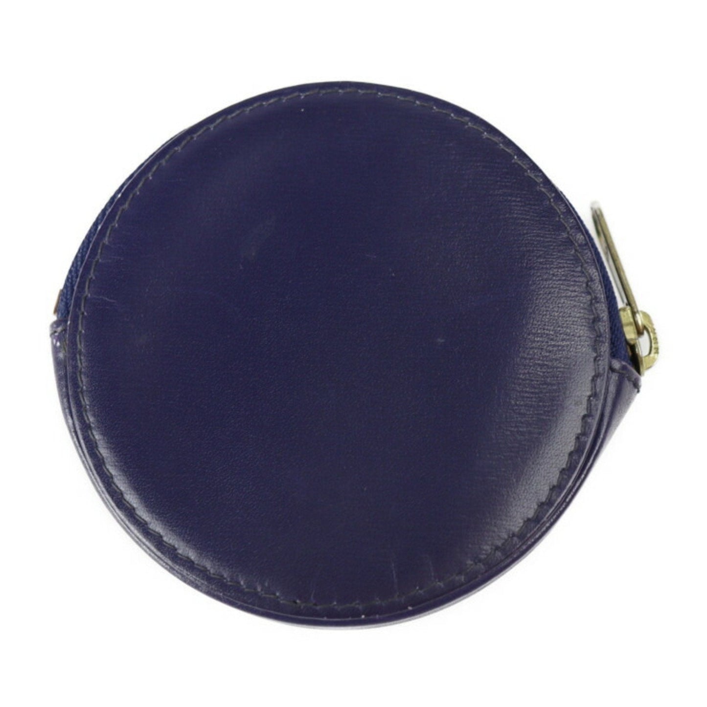 Celine coin case leather purple navy gold metal fittings circle logo purse