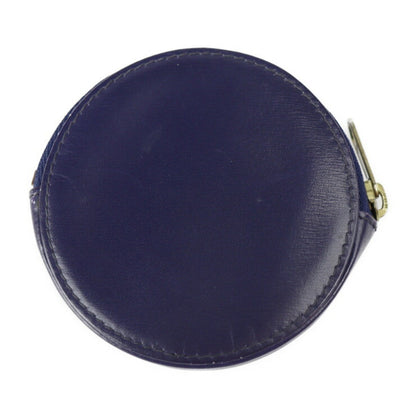Celine coin case leather purple navy gold metal fittings circle logo purse