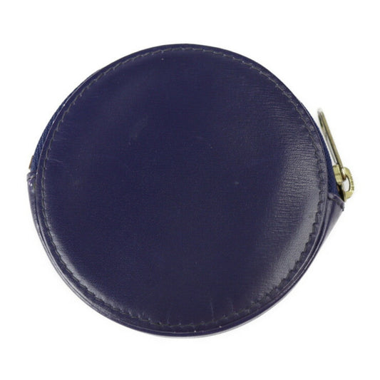 Celine coin case leather purple navy gold metal fittings circle logo purse