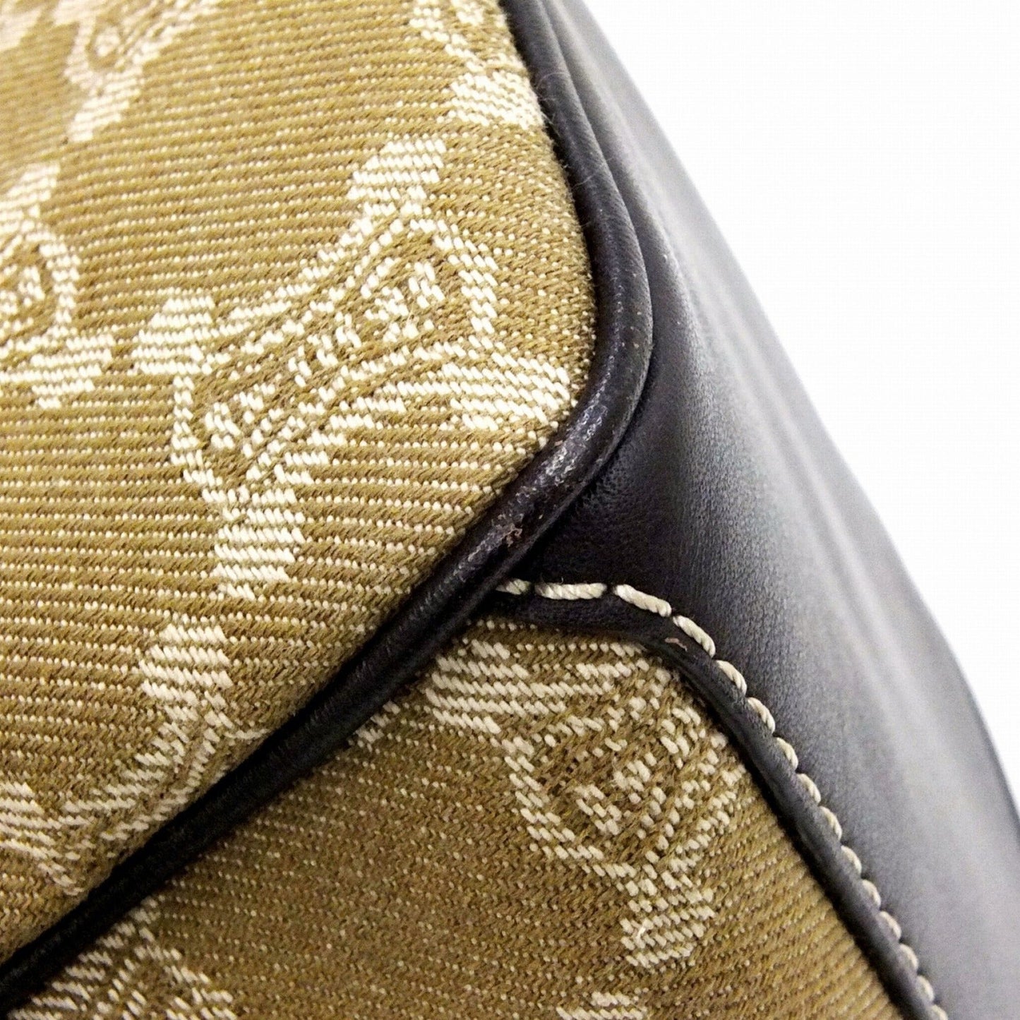 Celine Macadam Pattern Boogie Handbag Khaki Brown YS00/15 Bag Canvas Leather Ladies