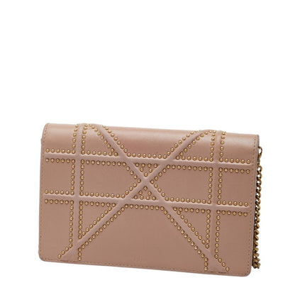 Christian Dior Pink Beige Leather Shoulder Bag ()