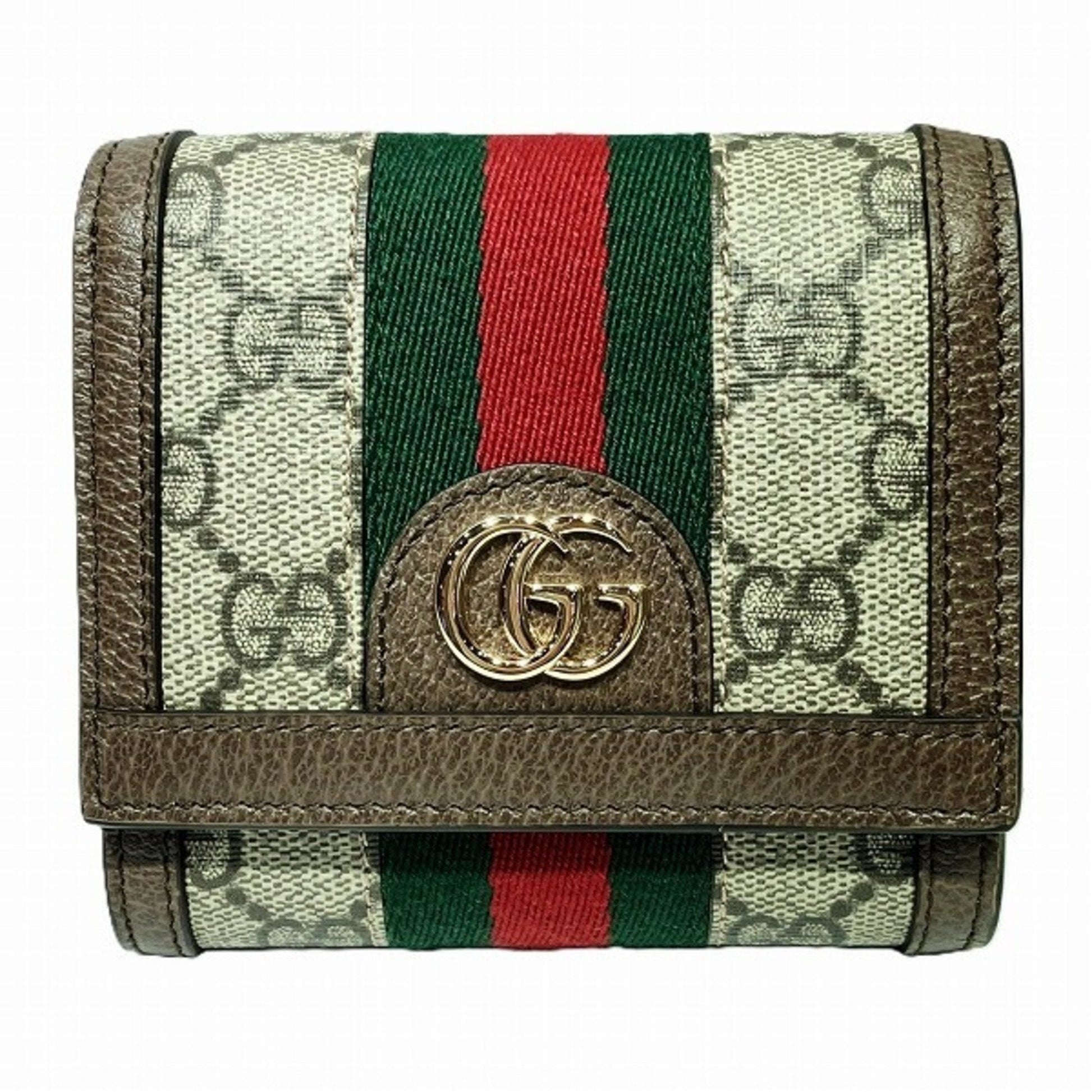 Gucci Beige Dark Brown Canvas Leather Wallet (Bi-Fold) ()