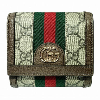 Gucci Beige Dark Brown Canvas Leather Wallet (Bi-Fold) ()