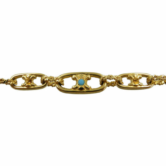 Celine Macadam Metal Color Stone Gold Turquoise Necklace 0041Celine
