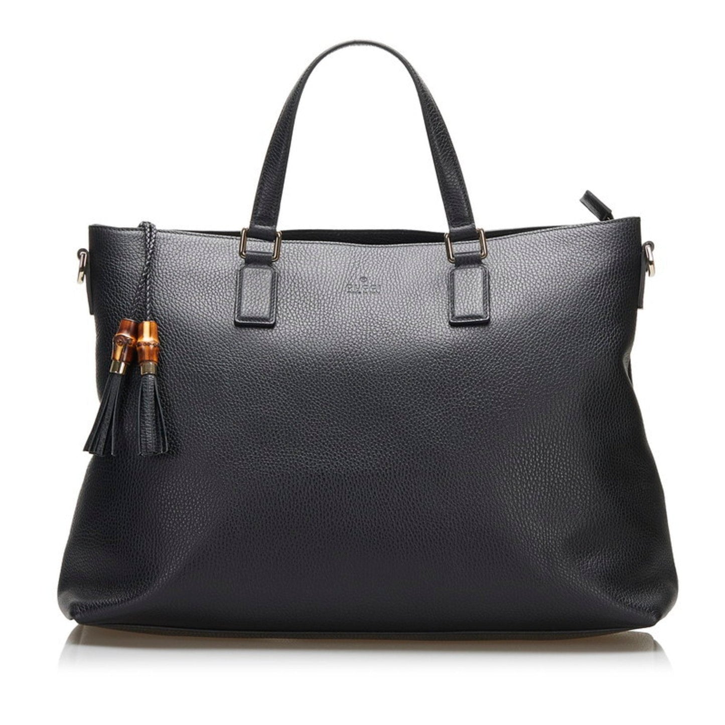 Gucci bamboo tassel tote bag shoulder 365345 black leather ladies Gucci