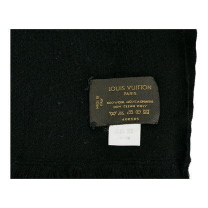 LOUIS VUITTON Scarf Black Navy Wool Cashmere Men's