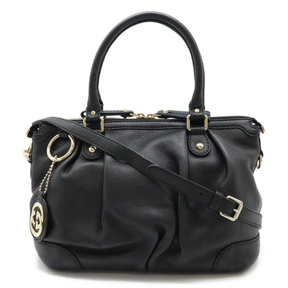 Gucci Sukey Black Leather Handbag Shoulder Bag Tote Bag