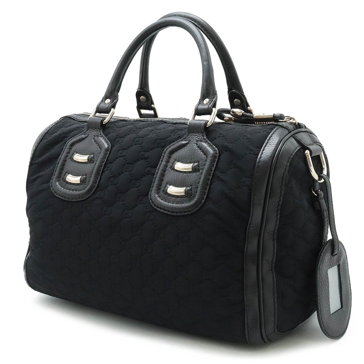 Gucci Black Nylon Leather Boston Bag Handbag