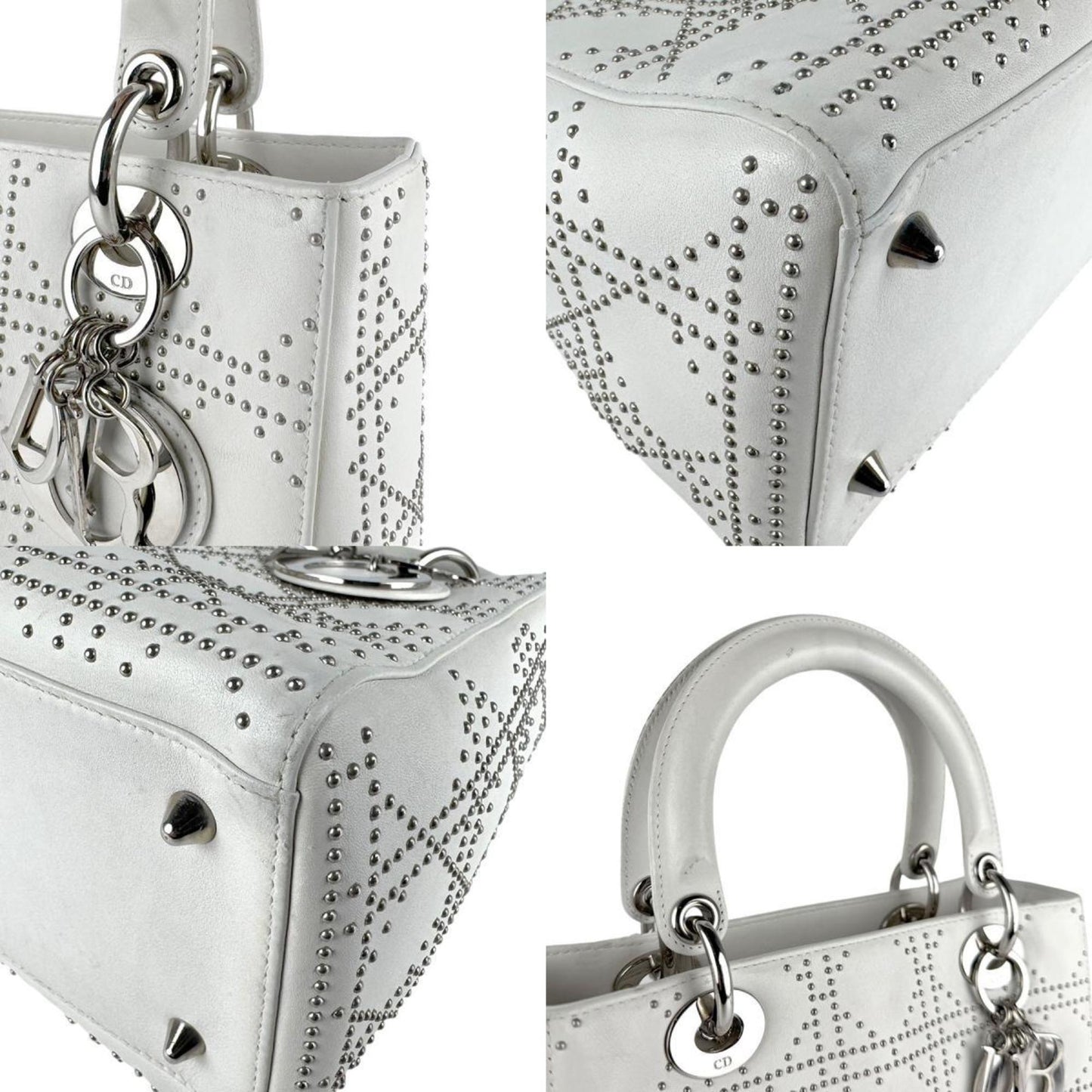 Christian Dior White Leather Handbag Shoulder Bag ()