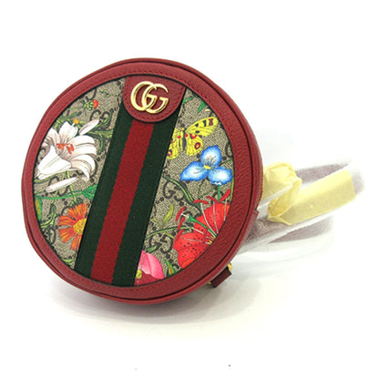 Gucci Bag Offidia Mini Rucksack Backpack Red Flower Circle Ladies GG Flora