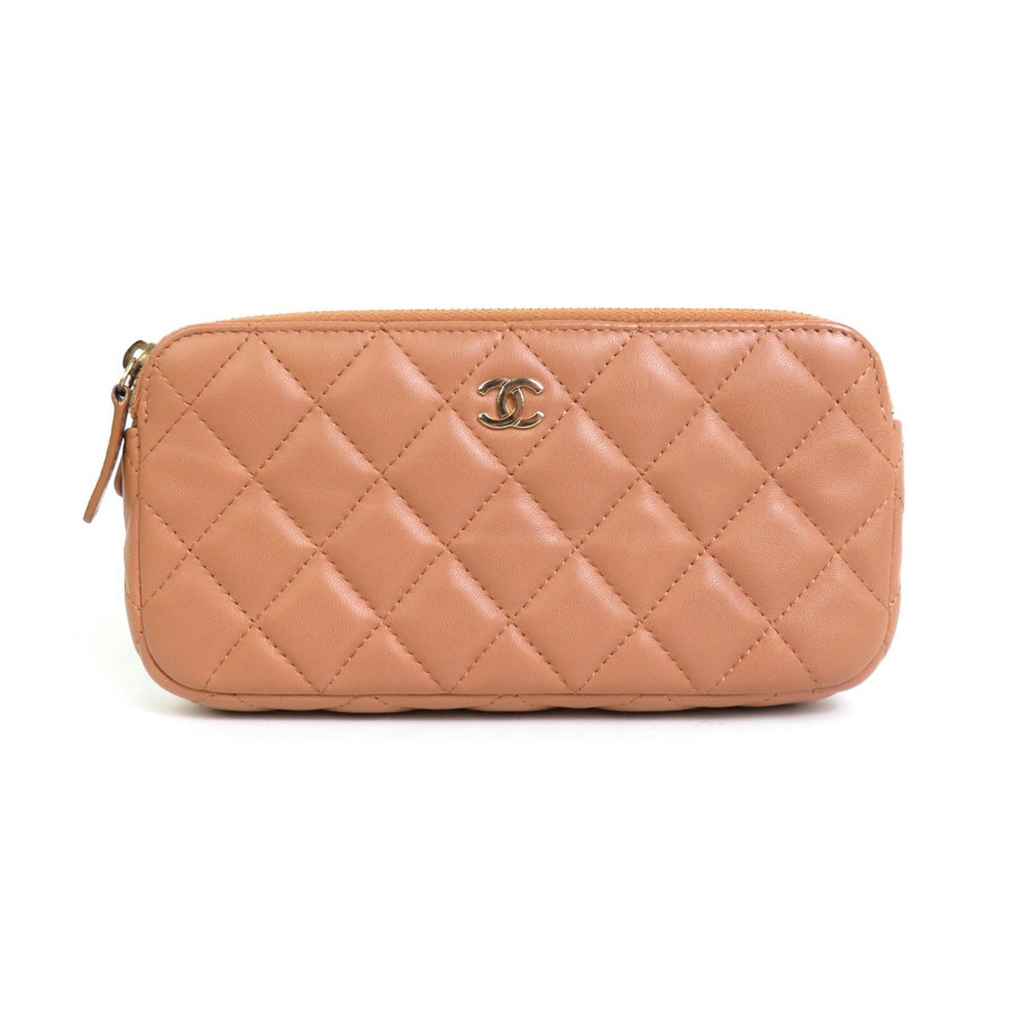 Chanel Wallet Chain Matelasse Leather/Metal Pink Brown/Gold Ladies