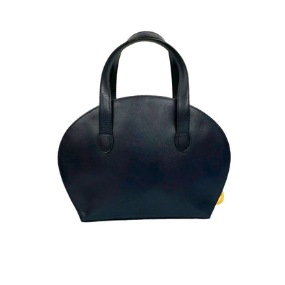 Christian Dior Navy Leather Boston Bag Handbag Tote Bag ()