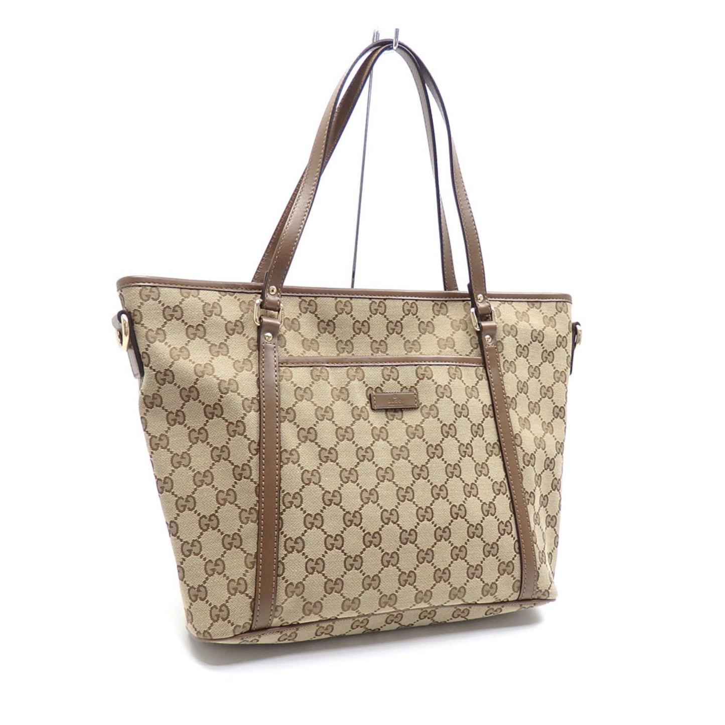 GUCCI Tote Bag Women's Beige GG Canvas Leather 388929 467891 Shoulder