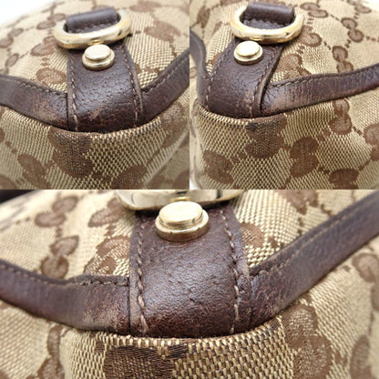 Gucci Beige Brown Gg Canvas Leather Tote Bag