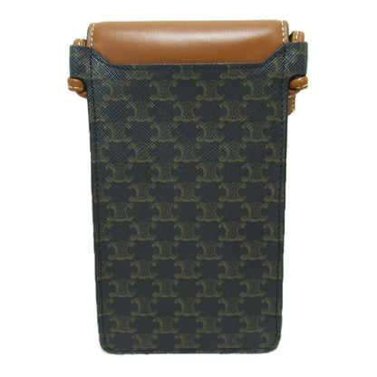 Celine Phone case Brown Dark brown leather PVC coated canvas