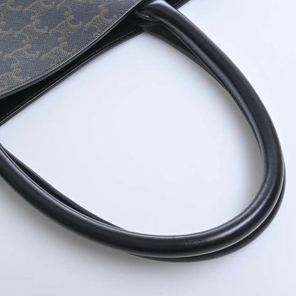 Celine Leather Vertical Cover Triomphe Large Tote Bag Black Ladies