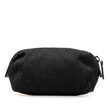 Gucci Gg Canvas Black Canvas Leather Pouch