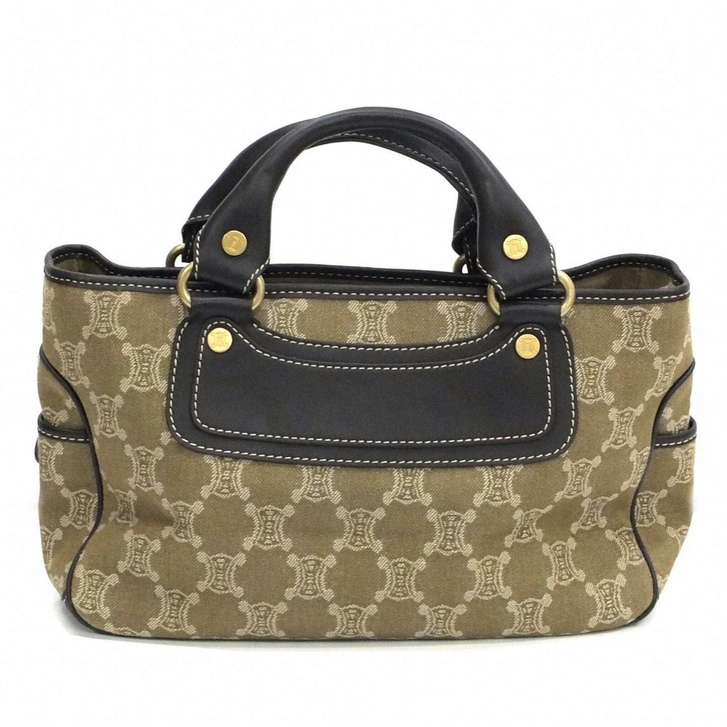 Celine Macadam Pattern Boogie Handbag Khaki Brown YS00/15 Bag Canvas Leather Ladies