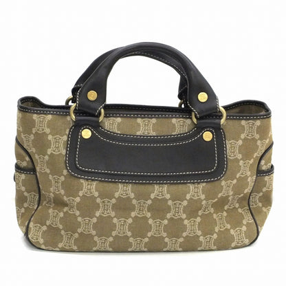 Celine Macadam Pattern Boogie Handbag Khaki Brown YS00/15 Bag Canvas Leather Ladies