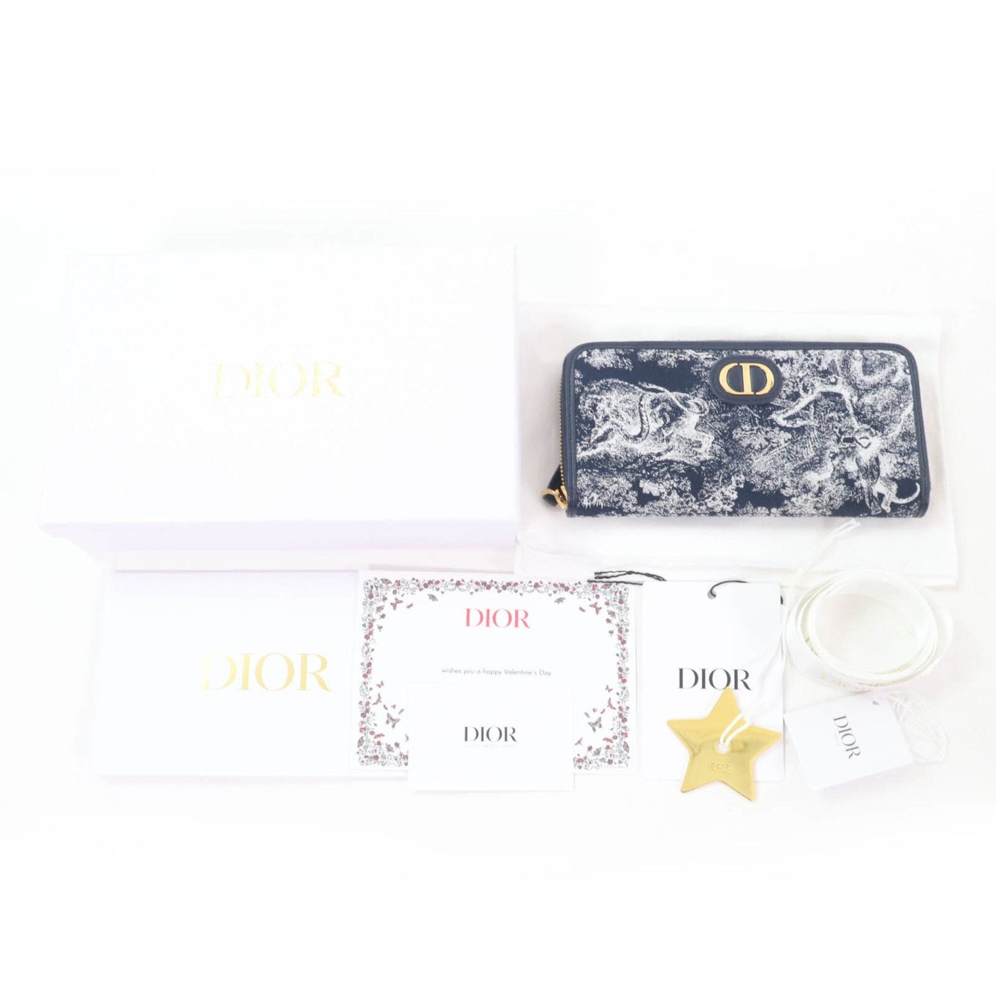 Christian Dior Navy Jacquard Long Wallet (Bi-Fold) ()