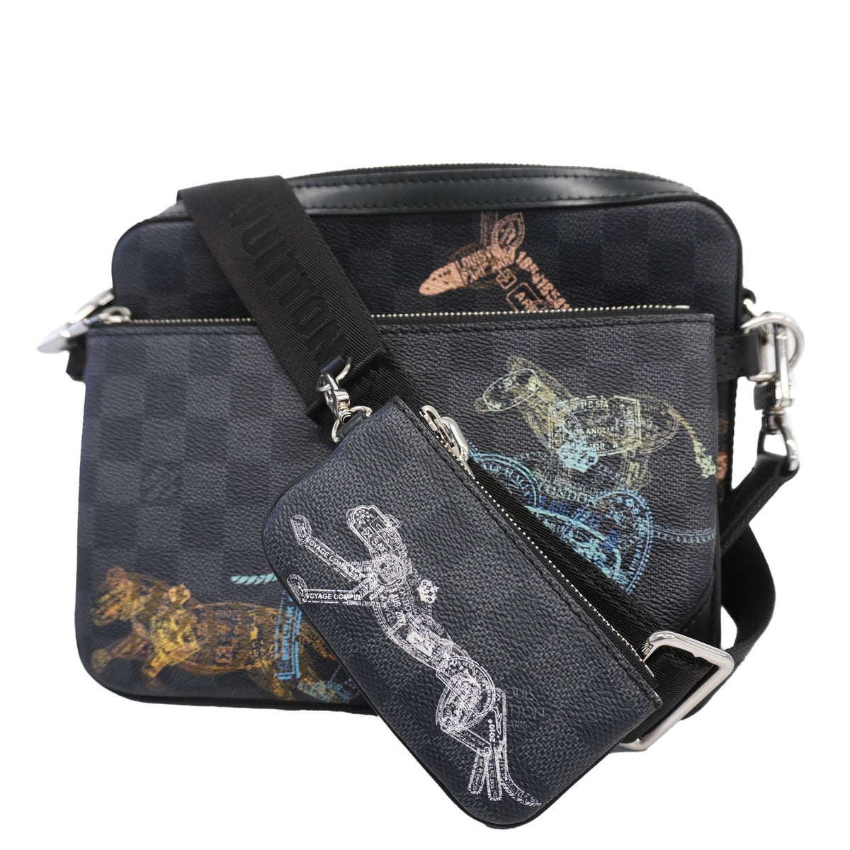 Louis VuittonAuth  Damier Graphite Trio Messenger N58040 Men's Shoulder Bag