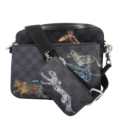 Louis VuittonAuth  Damier Graphite Trio Messenger N58040 Men's Shoulder Bag