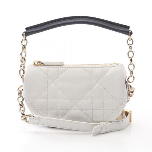 Christian Dior Navy White Leather Shoulder Bag ()