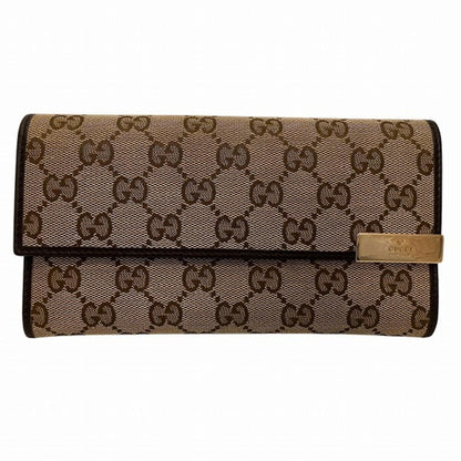 Gucci Beige Dark Brown Gg Canvas Leather Wallet (Bi-Fold) ()
