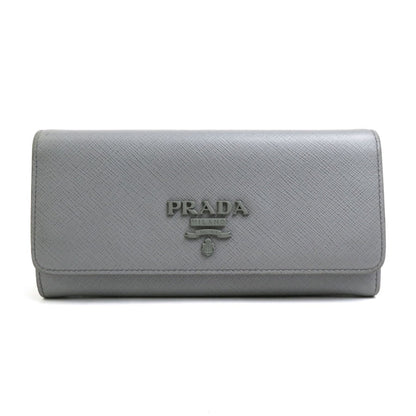 Prada bi-fold long wallet leather gray unisex 1MH132