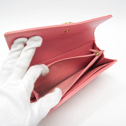 Chanel Boy Chanel A80286 Women's  Lambskin Long Wallet (bi-fold) Light Pink