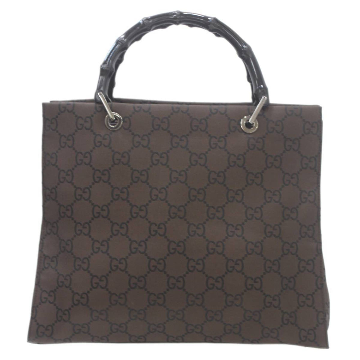 Gucci Dark Brown Canvas Leather Tote Bag