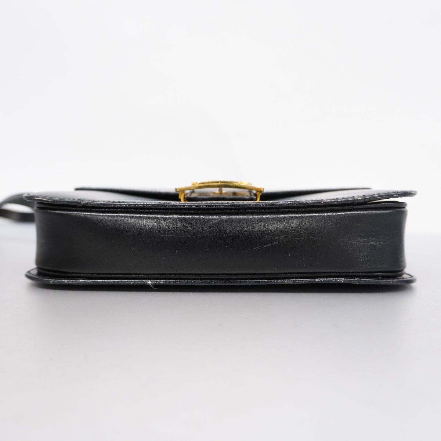 Celine  Carriage Metal Fittings Women's Leather Shoulder Bag Black