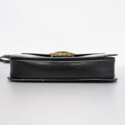 Celine  Carriage Metal Fittings Women's Leather Shoulder Bag Black