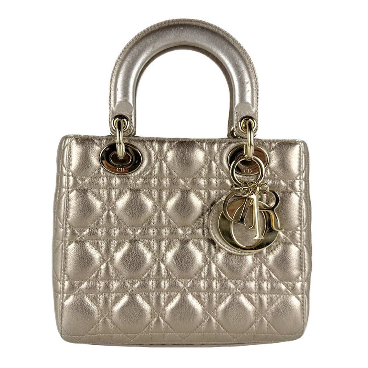 Christian Dior Lady Dior Gold Leather Handbag ()