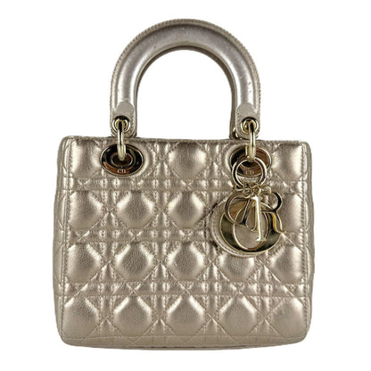 Christian Dior Lady Dior Gold Leather Handbag ()