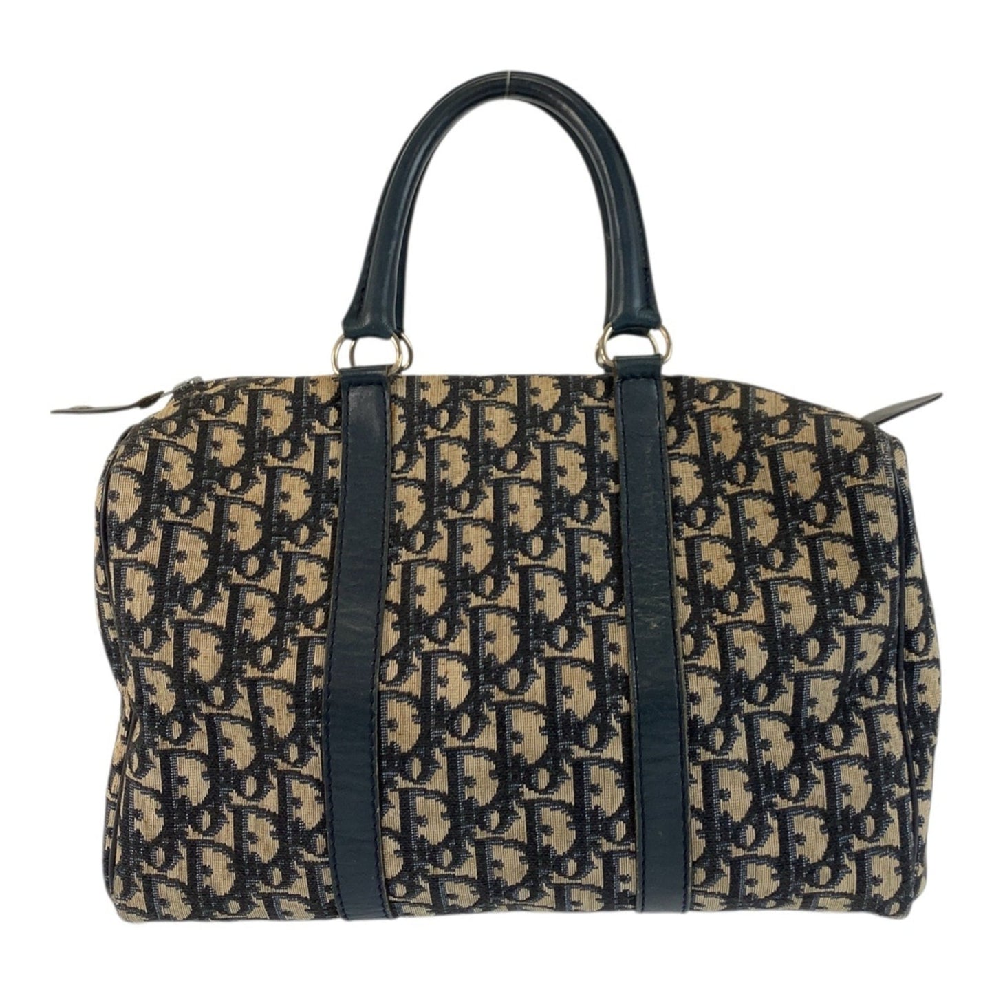 Christian Dior Navy Canvas Leather Boston Bag Handbag ()
