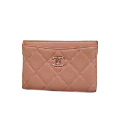 CHANEL   Matelasse Gold Hardware Leather Card Case Pink