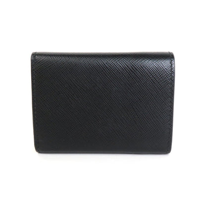 Prada tri-fold wallet leather black gold unisex