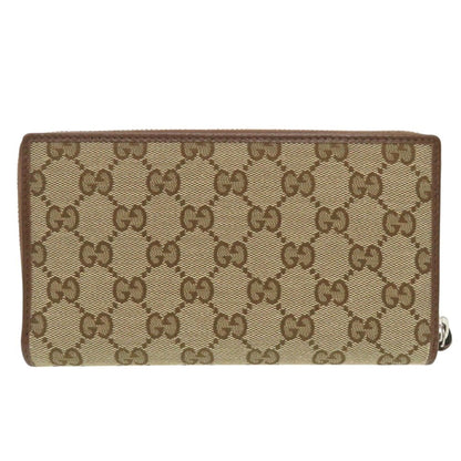 Gucci Beige Brown Gg Canvas Long Wallet (Bi-Fold)