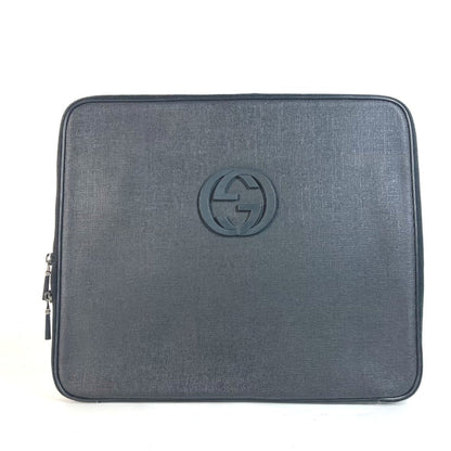 Gucci Black Pvc Leather Clutch Bag Laptop Bag ()